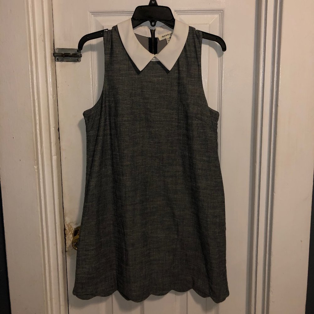 Grey Scallop Collared Dress
